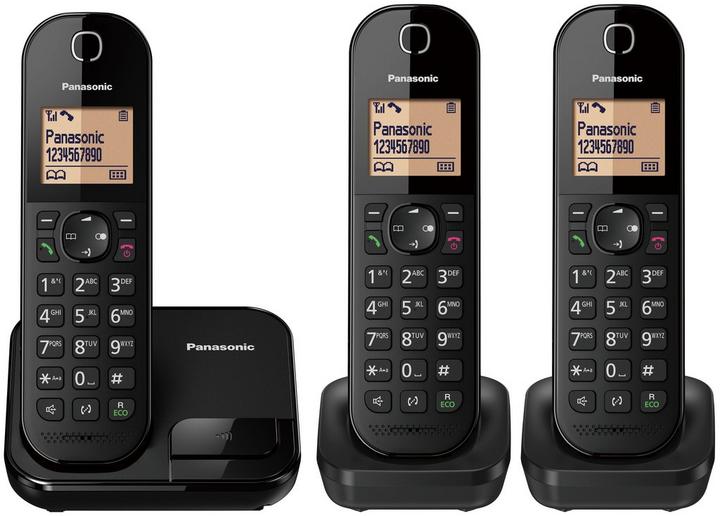 PANASONIC KX-TGC413UEB Cordless Telephone, 1.6 inch, Black