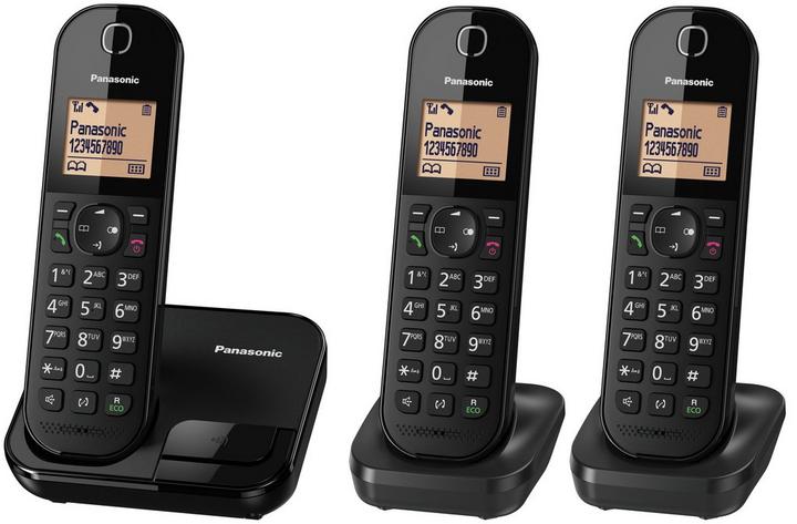 PANASONIC KX-TGC413UEB Cordless Telephone, 1.6 inch, Black