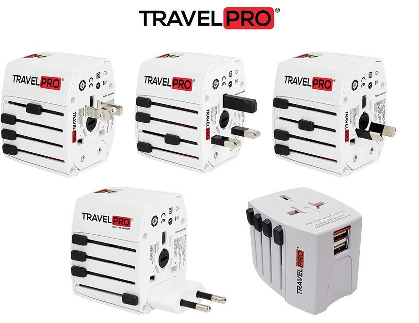 TravelPro MUV, Universal Travel Adaptor Dual USB Port, White eXtra Saudi