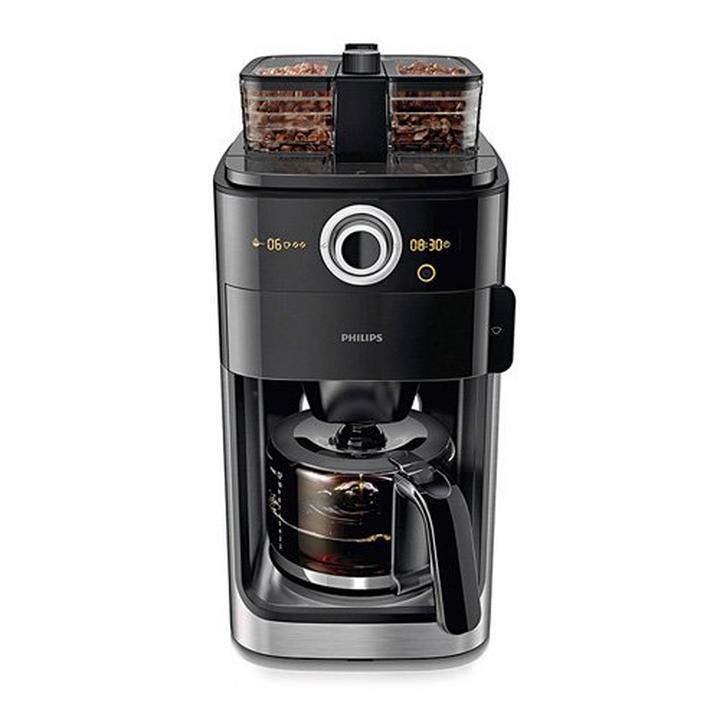 Philips Coffee Machine, Grind and Brew, 1.2L, 1000W, Black Metal