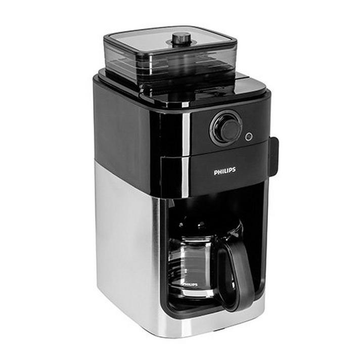 Philips Coffee Machine, Grind and Brew, 1.2L, 1000W, Black Metal