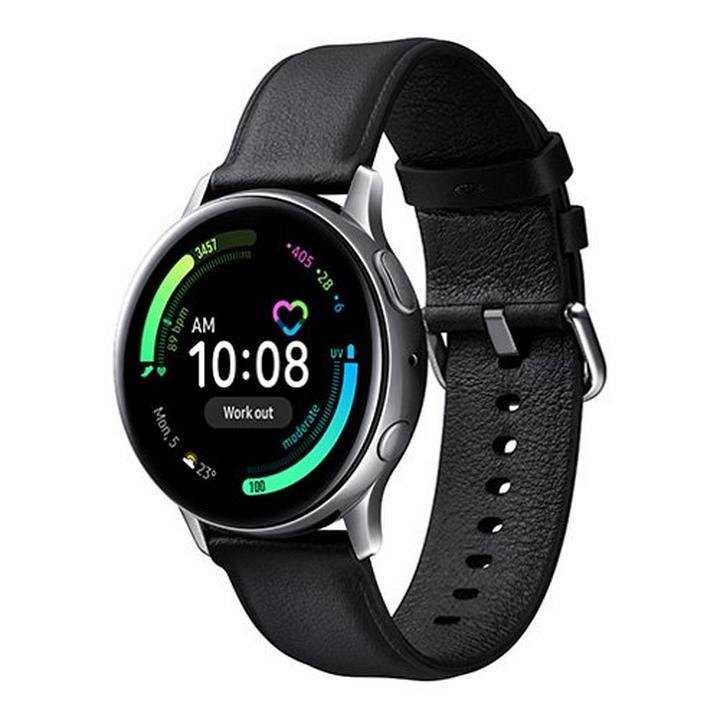 Samsung Galaxy Watch Active 2 40mm Stainless Steel Leather Silver. eXtra Bahrain