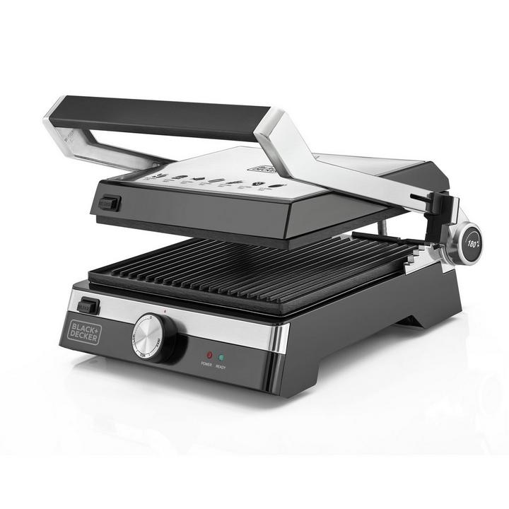 Black+Decker, Electric Contact Grill 2000W, Black/Silver