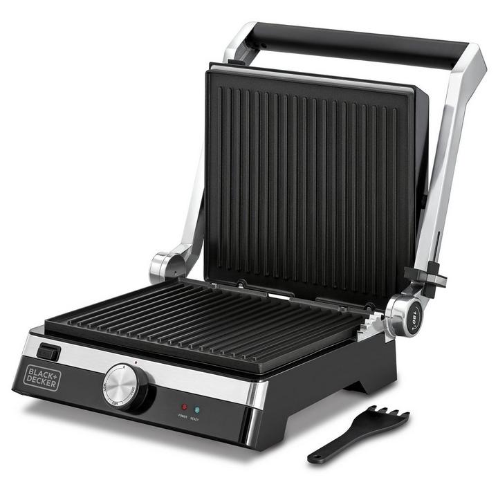Black+Decker, Electric Contact Grill 2000W, Black/Silver