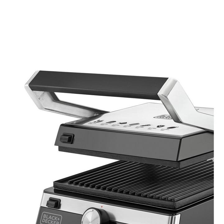 Black+Decker, Electric Contact Grill 2000W, Black/Silver