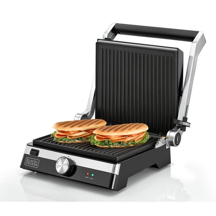 Black+Decker, Electric Contact Grill 2000W, Black/Silver