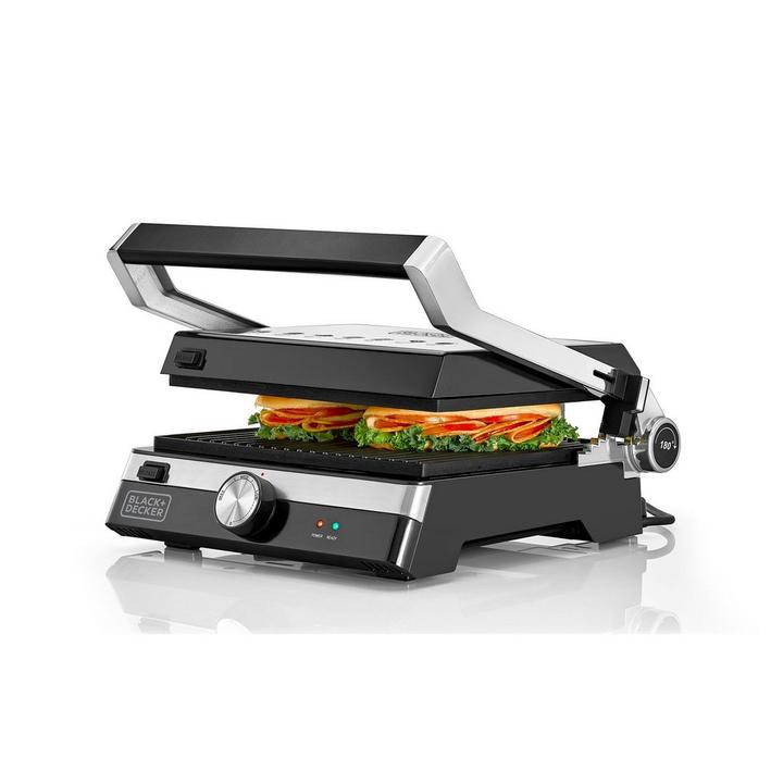 Black+Decker, Electric Contact Grill 2000W, Black/Silver