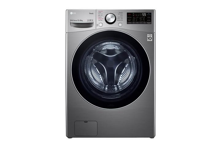 LG, Front Load Washer/Dryer, 15/8 kg, Silver