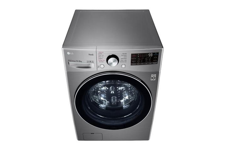 LG, Front Load Washer/Dryer, 15/8 kg, Silver