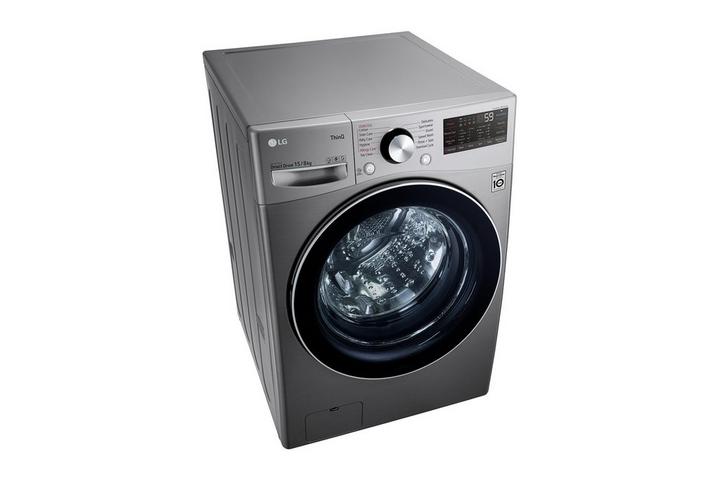 LG, Front Load Washer/Dryer, 15/8 kg, Silver