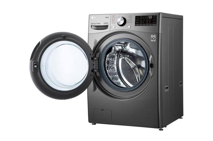 LG, Front Load Washer/Dryer, 15/8 kg, Silver
