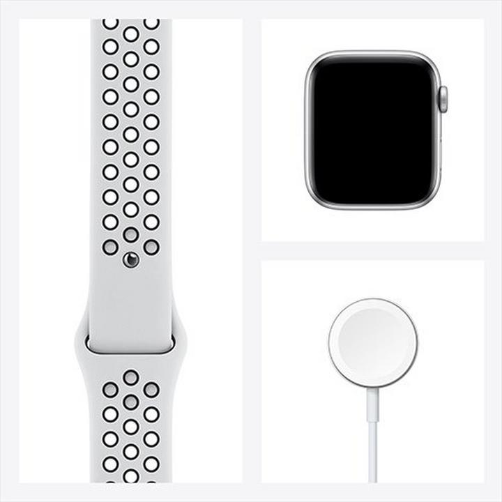 Apple Watch Nike SE GPS, 44mm Silver Aluminium Case with Pure Platinum/Black Nike Sport Band