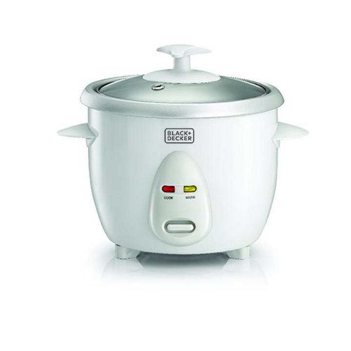 Black+Decker 0.6L Rice Cooker With Glass Lid 350W White