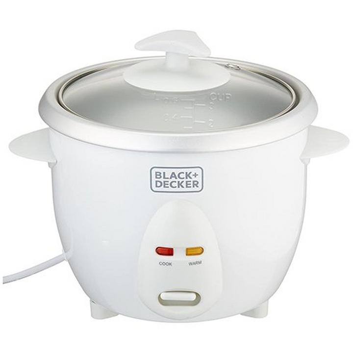 Black+Decker 0.6L Rice Cooker With Glass Lid 350W White