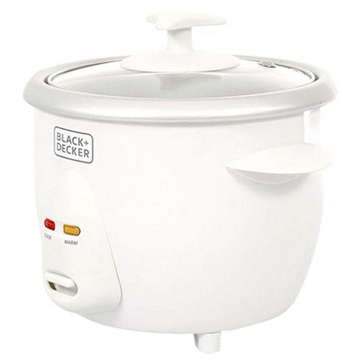 Black+Decker 0.6L Rice Cooker With Glass Lid 350W White