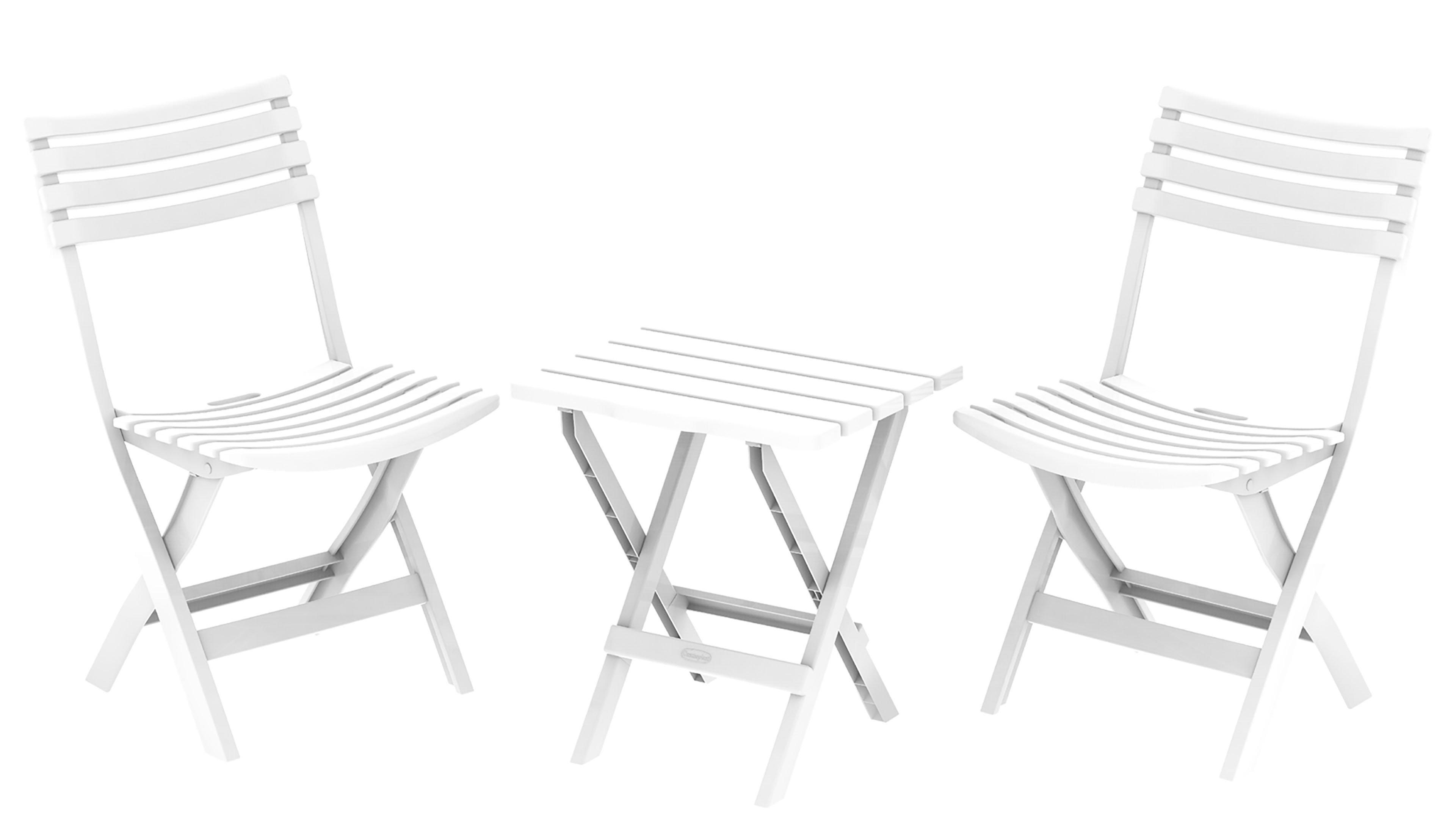 Cosmoplast Foldable Outdoor Seating Set 2 Chair 1 Table White