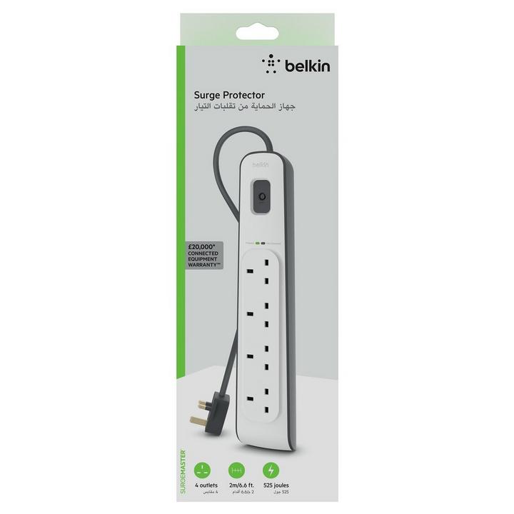 Belkin, 4 Way Surge Protection Strip, 2M