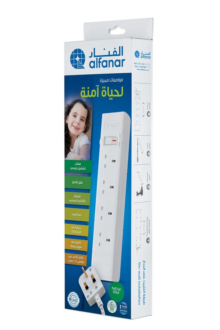 الفنار، توصيلة كهربائية، 13 أمبير، 4 مقابس، 5 متر.