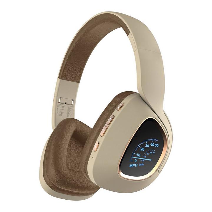 Promate Deep Bass Over-Ear Wireless Stereo Headphone, Beige.