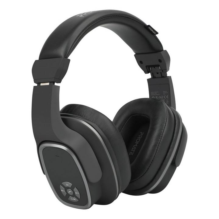 Promate Bluetooth Headphones, 6W, 12 Hrs Playtime, Black