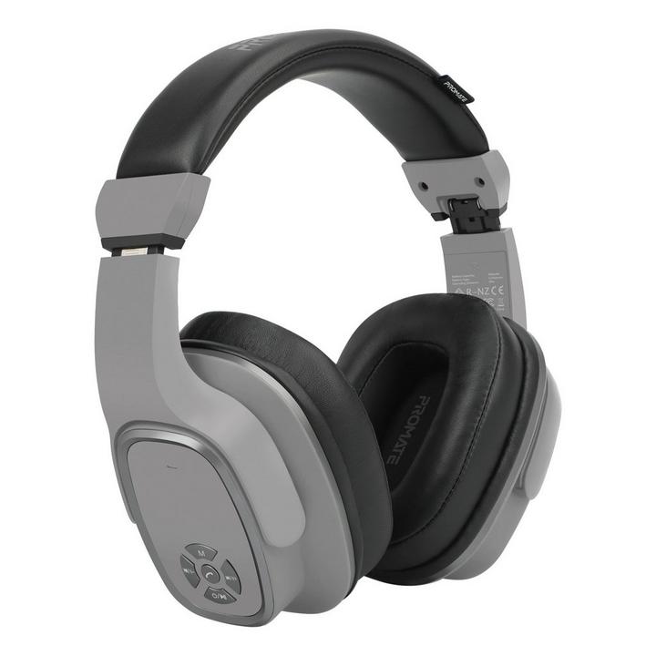 Promate Bluetooth Headphones, 6W, 12 Hrs Playtime, Grey