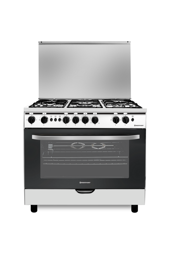 West Point 90x60 Gas Cooker, 5 Burner, Full Safety, Stainless Steel.