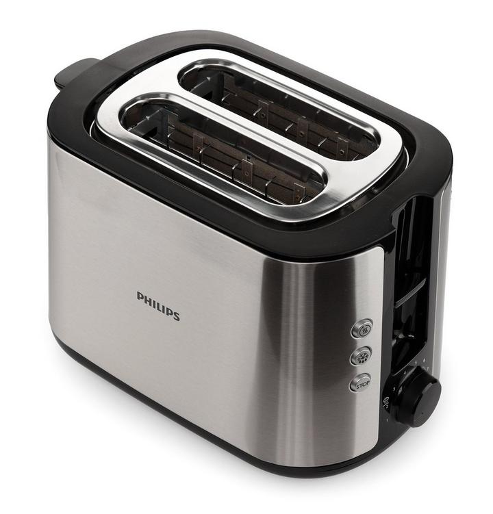 Philips Toaster, 950W,2 Slots, Metal/Black