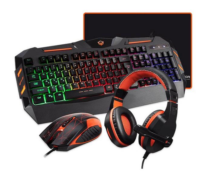 Meetion C500 4in1 Wired Gaming PC Keyboard Mouse Combo Kit,Orange