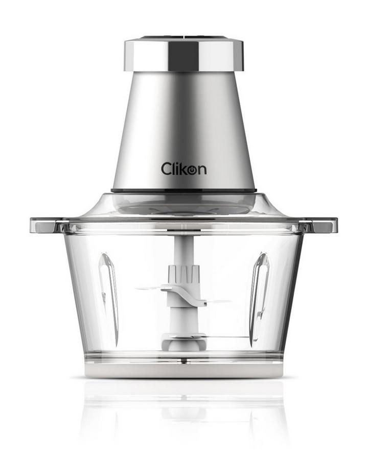 ClikonLarge Food Chopper With Garlic Peeler Glass Bowl, 2.0L , 350W, Silver