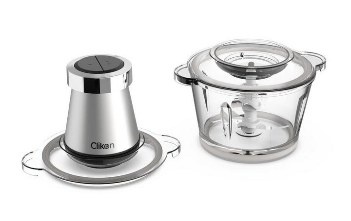 ClikonLarge Food Chopper With Garlic Peeler Glass Bowl, 2.0L , 350W, Silver