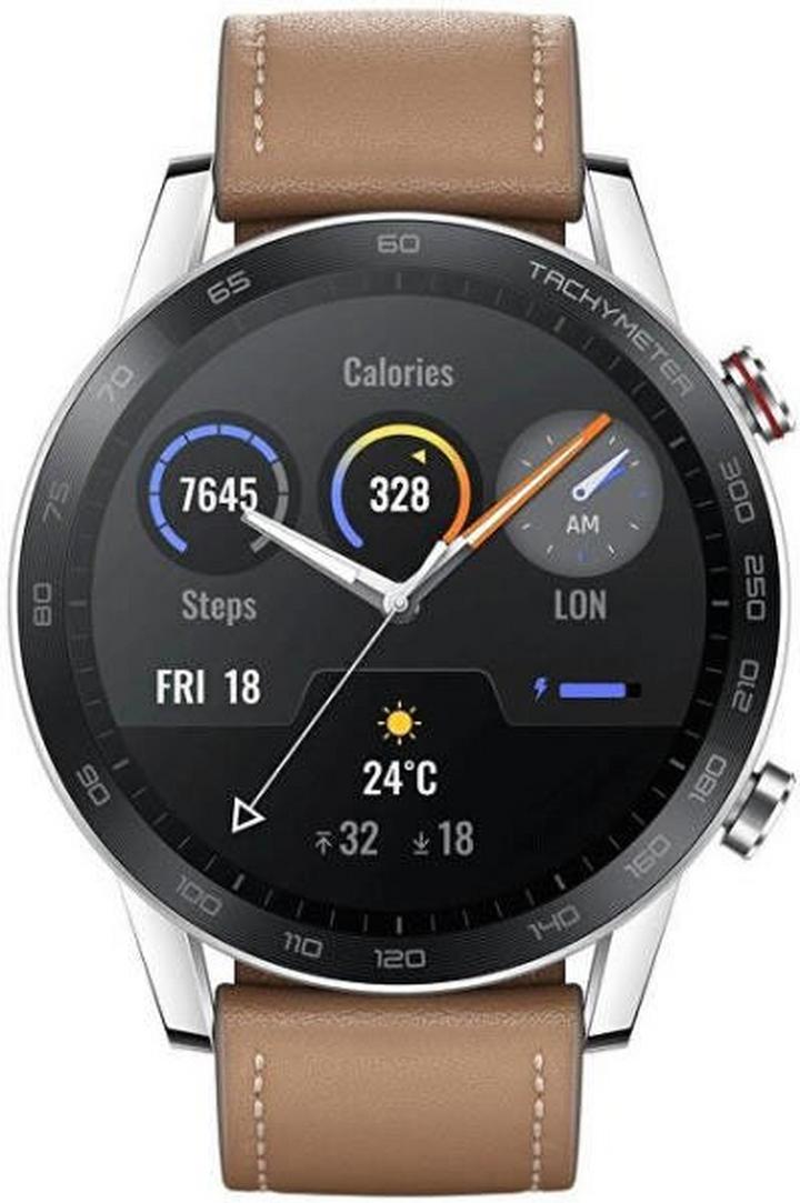 HONOR Magic Watch 2, 46MM with Stainless Steel Dial, Flex Brown