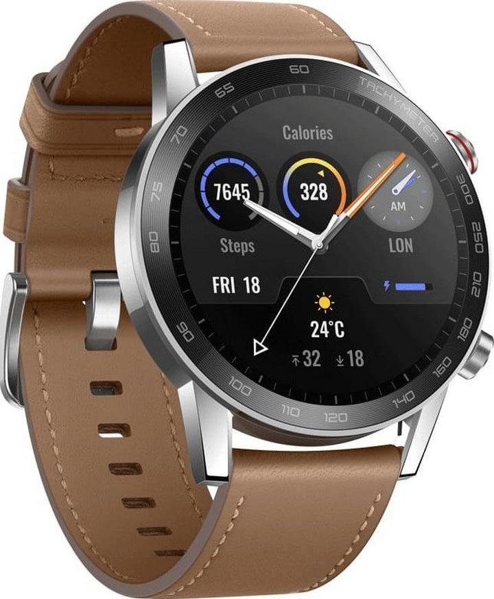 HONOR Magic Watch 2, 46MM with Stainless Steel Dial, Flex Brown