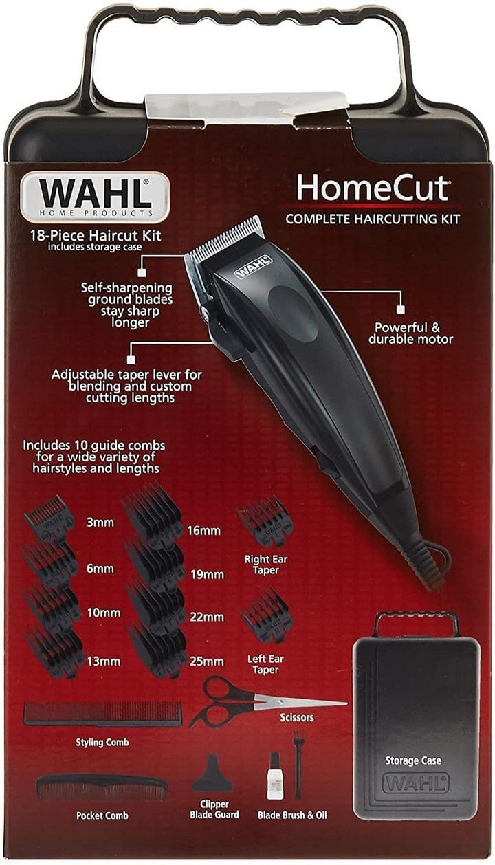 Wahl HOMECUT 18in1 Corded Hair Clipper Kit With 10 Guide Combs Black