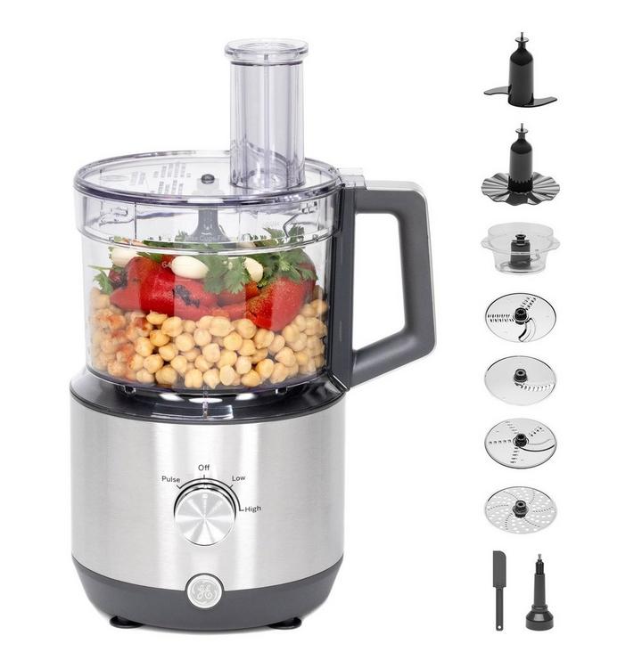 GE Food Processor, 550W, 2.8L Bowl, 2 Speeds+Pulse, Stainless Steel
