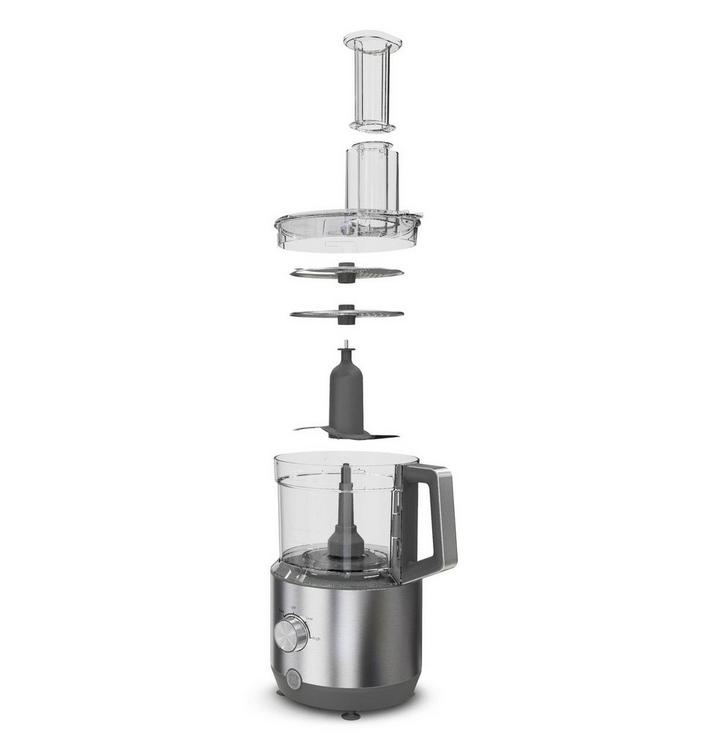 GE Food Processor, 550W, 2.8L Bowl, 2 Speeds+Pulse, Stainless Steel