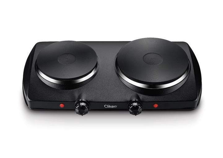 Clikon 2P Double Electric Hot Plate Concealed, 2500W, Black