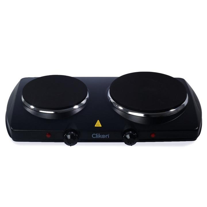 Clikon 2P Double Electric Hot Plate Concealed, 2500W, Black