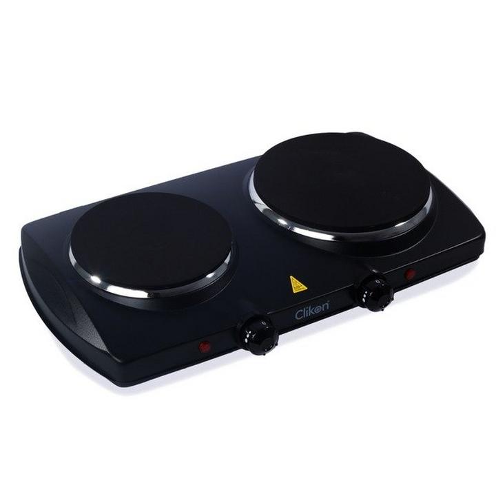 Clikon 2P Double Electric Hot Plate Concealed, 2500W, Black