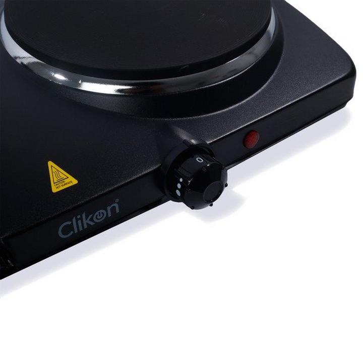Clikon 2P Double Electric Hot Plate Concealed, 2500W, Black