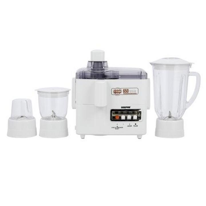 Geepas Food Processor, 1.6 L, 4in1, 2 Speeds + Pulse, 650W, White