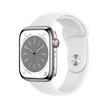 Apple Watch Series 8 GPS + Cellular 45mm Silver  Case with White Sport Band