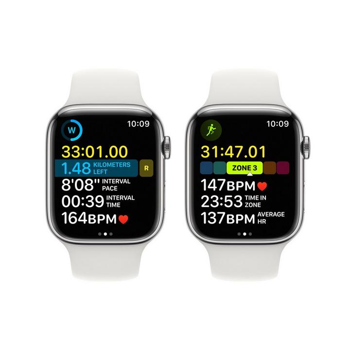 Apple Watch Series 8 GPS + Cellular 45mm Silver  Case with White Sport Band