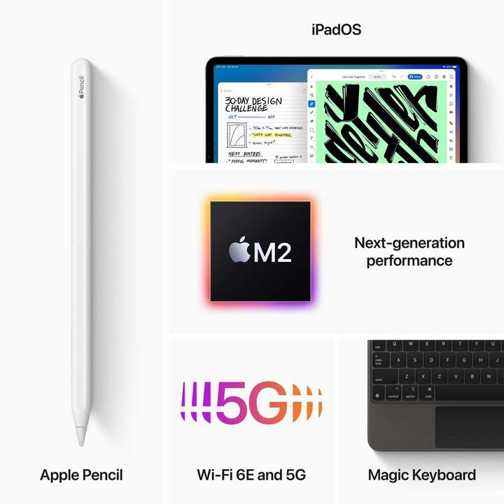 Apple iPad Pro 2022, Wi-Fi + Cellular, 12.9 inch, 256 GB, Space Grey