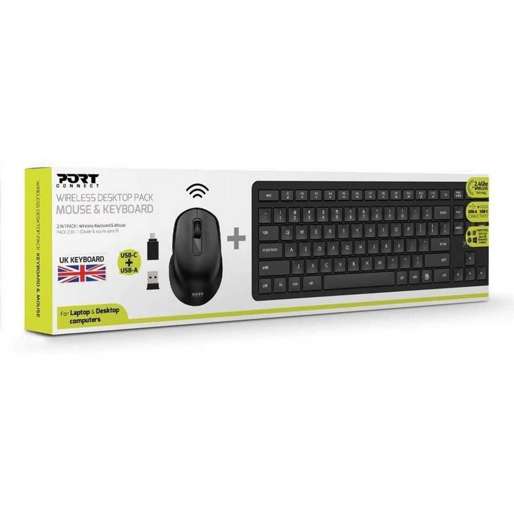 Port CONNECT Wireless PC Keyboard & Mouse Combo Kit, Black