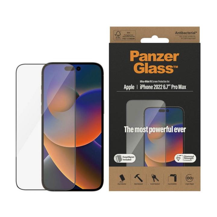 PanzerGlass iPhone 14 Pro Max Ultra Wide Fit Screen Protector With Applicator, Clear