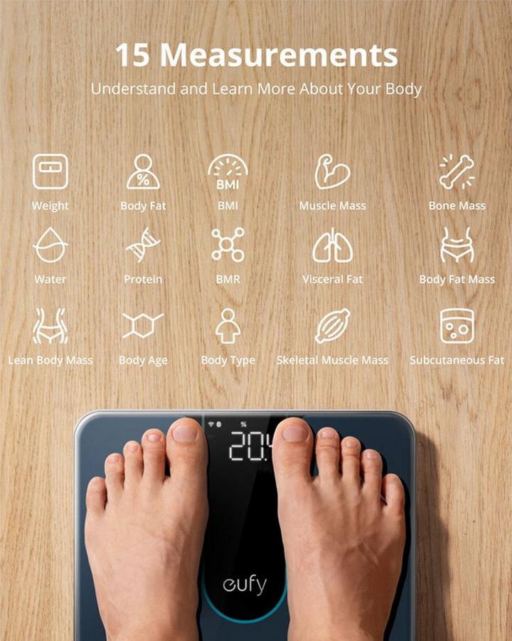 Eufy SmartScale P2, Digital Scale with Wi-Fi, Bluetooth, 15 Measurements, Black