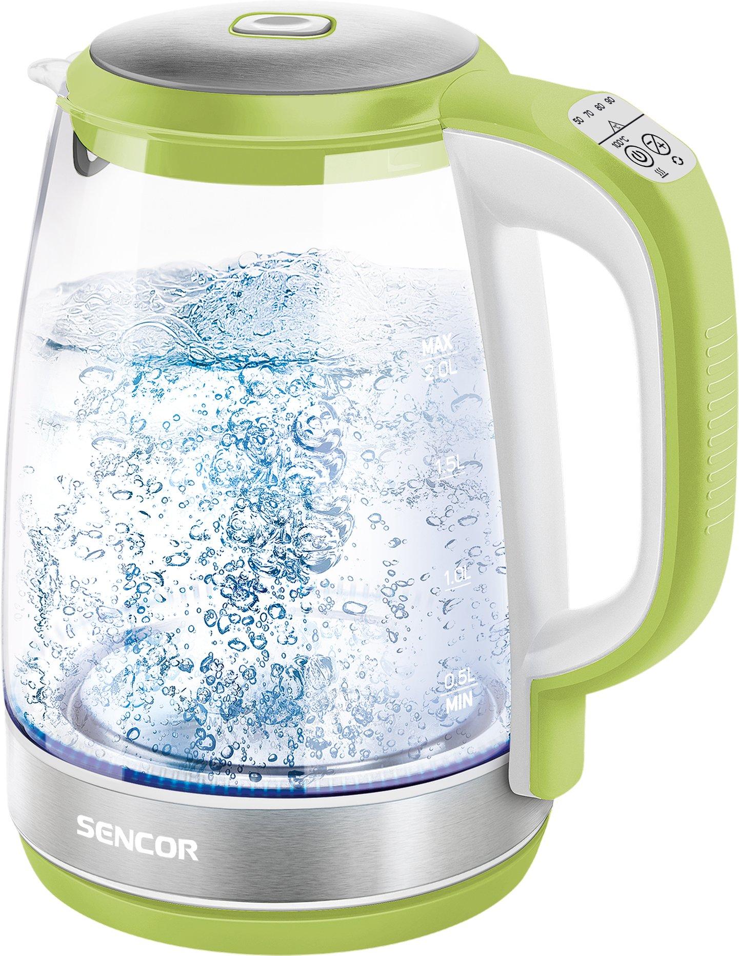 Sencor Kettle, 1.7L Glass, 2200W,  Light Green 3