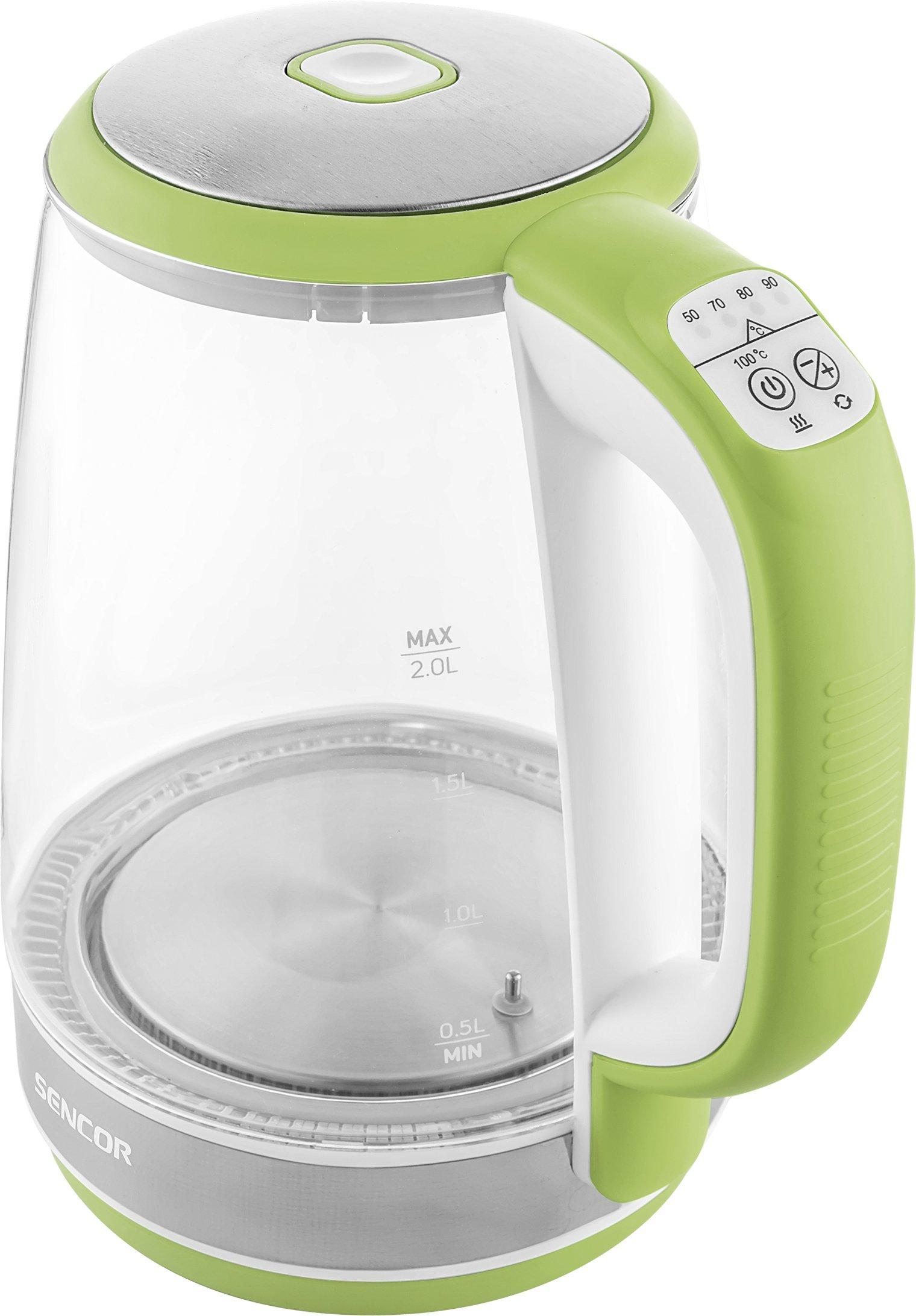 Sencor Kettle, 1.7L Glass, 2200W,  Light Green 4