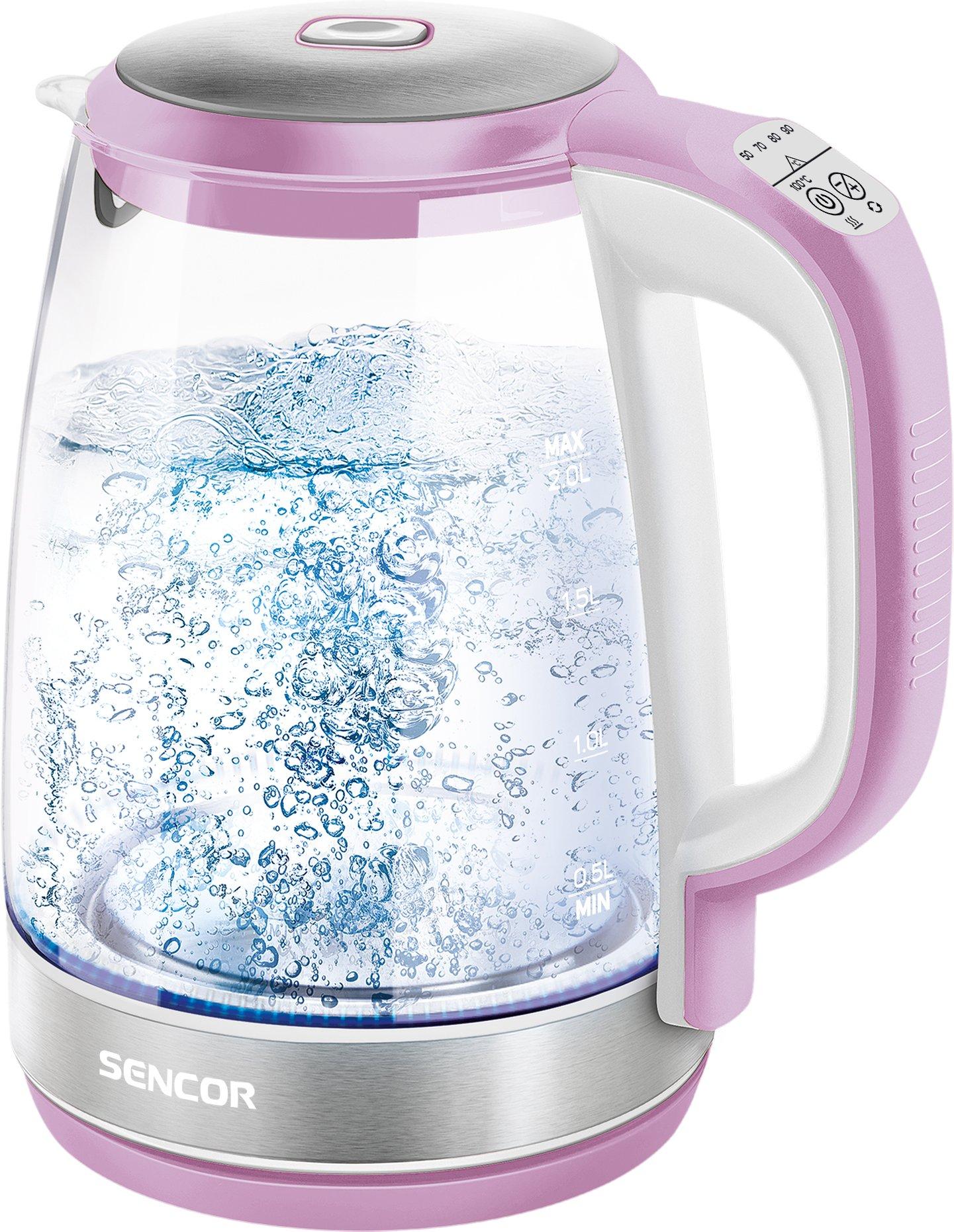 Sencor Kettle, 2.0L, Glass, 2200W, Rose 3