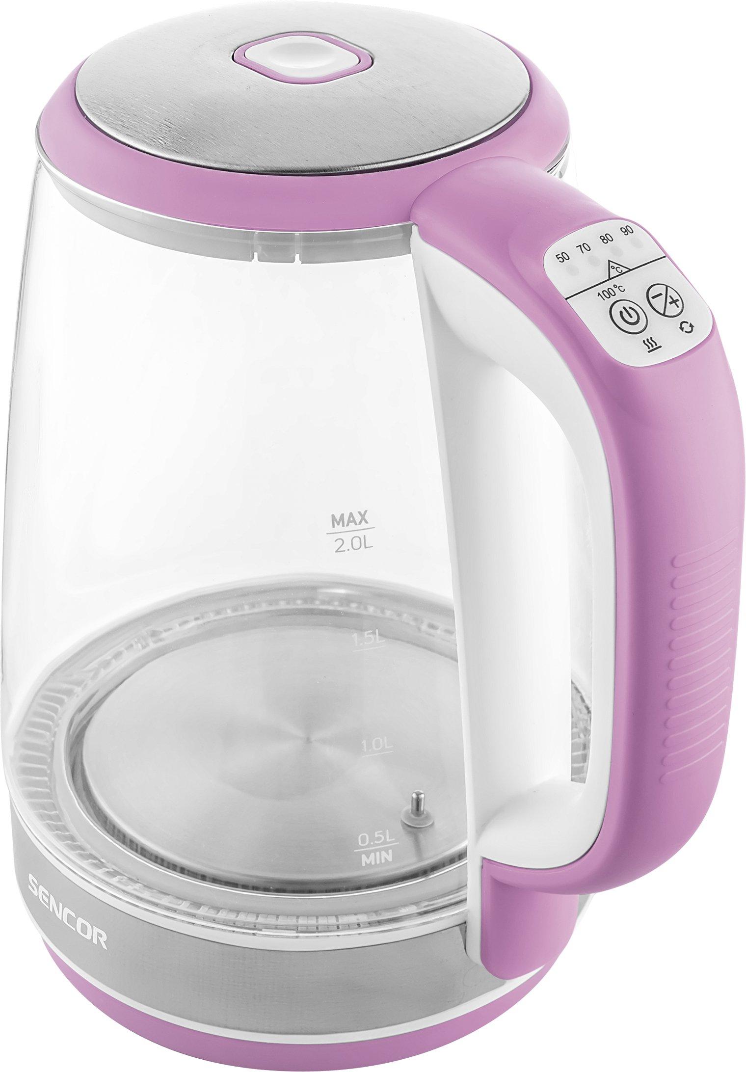 Sencor Kettle, 2.0L, Glass, 2200W, Rose 4